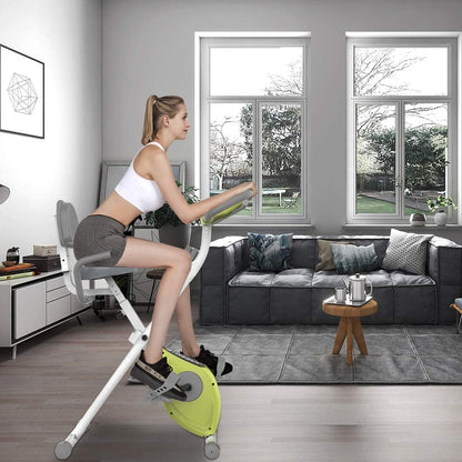 bigzzia Exercise Bike,Upright and Foldable Stationary Bike with Magnetic Resistance/LCD Monitor/Pulse Sensors,Fitness Exercise for Home Gym