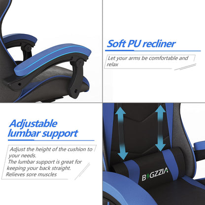 Bigzzia Gaming Chair Office Chair Desk Chair Swivel Heavy Duty Chair Ergonomic Design with Cushion and Reclining Back Support