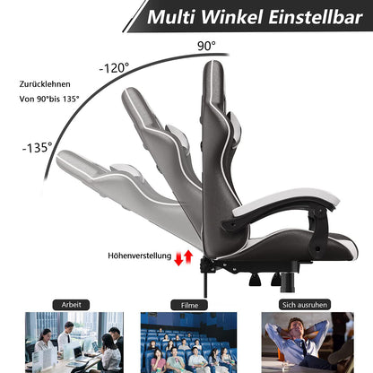 Bigzzia Gaming Chair Office Chair Desk Chair Swivel Heavy Duty Chair Ergonomic Design with Cushion and Reclining Back Support