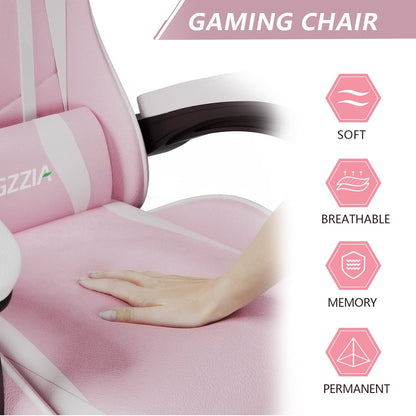 Bigzzia Gaming Chair Office Chair Desk Chair Swivel Heavy Duty Chair Ergonomic Design with Cushion and Reclining Back Support