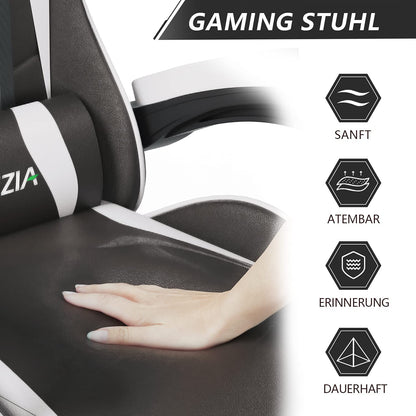 Bigzzia Gaming Chair Office Chair Desk Chair Swivel Heavy Duty Chair Ergonomic Design with Cushion and Reclining Back Support