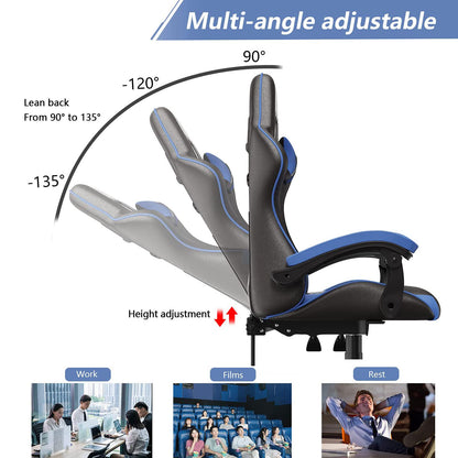 Bigzzia Gaming Chair Office Chair Desk Chair Swivel Heavy Duty Chair Ergonomic Design with Cushion and Reclining Back Support