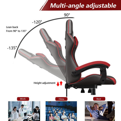Bigzzia Gaming Chair Office Chair Desk Chair Swivel Heavy Duty Chair Ergonomic Design with Cushion and Reclining Back Support