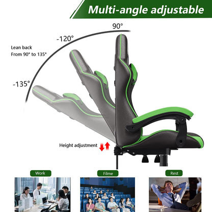 Bigzzia Gaming Chair Office Chair Desk Chair Swivel Heavy Duty Chair Ergonomic Design with Cushion and Reclining Back Support