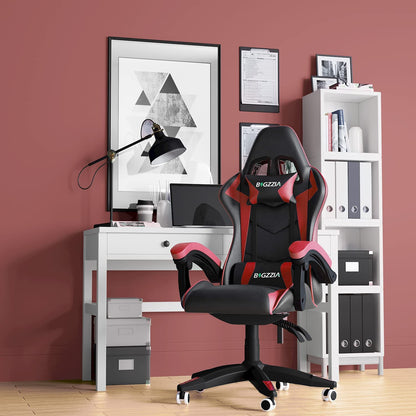 Bigzzia Gaming Chair Office Chair Desk Chair Swivel Heavy Duty Chair Ergonomic Design with Cushion and Reclining Back Support