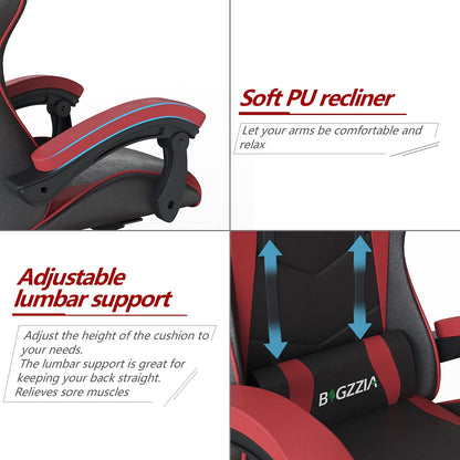 Bigzzia Gaming Chair Office Chair Desk Chair Swivel Heavy Duty Chair Ergonomic Design with Cushion and Reclining Back Support