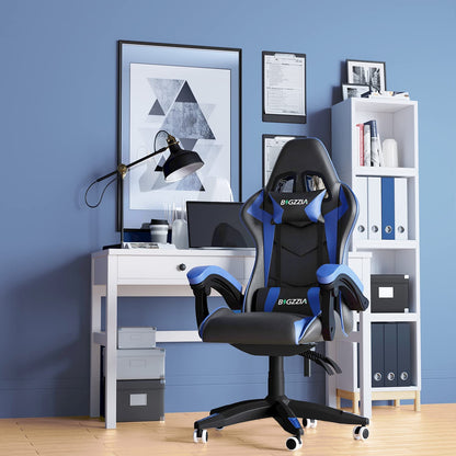 Bigzzia Gaming Chair Office Chair Desk Chair Swivel Heavy Duty Chair Ergonomic Design with Cushion and Reclining Back Support