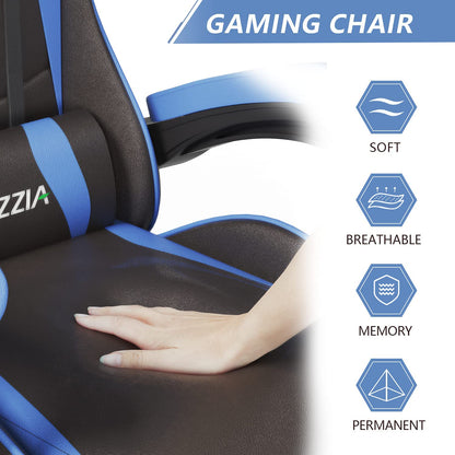 Bigzzia Gaming Chair Office Chair Desk Chair Swivel Heavy Duty Chair Ergonomic Design with Cushion and Reclining Back Support