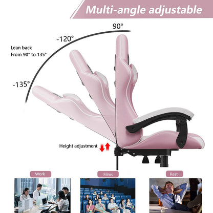 Bigzzia Gaming Chair Office Chair Desk Chair Swivel Heavy Duty Chair Ergonomic Design with Cushion and Reclining Back Support