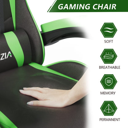 Bigzzia Gaming Chair Office Chair Desk Chair Swivel Heavy Duty Chair Ergonomic Design with Cushion and Reclining Back Support