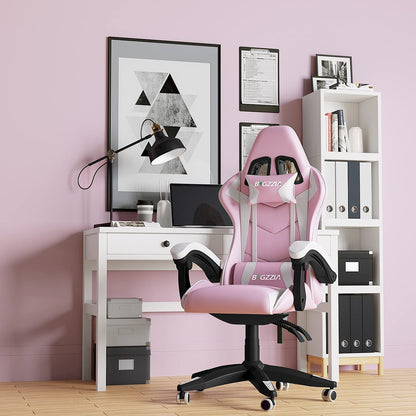 Bigzzia Gaming Chair Office Chair Desk Chair Swivel Heavy Duty Chair Ergonomic Design with Cushion and Reclining Back Support