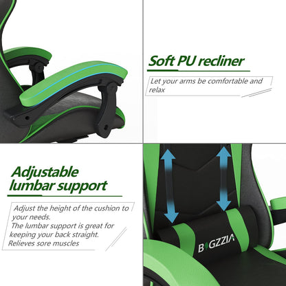 Bigzzia Gaming Chair Office Chair Desk Chair Swivel Heavy Duty Chair Ergonomic Design with Cushion and Reclining Back Support
