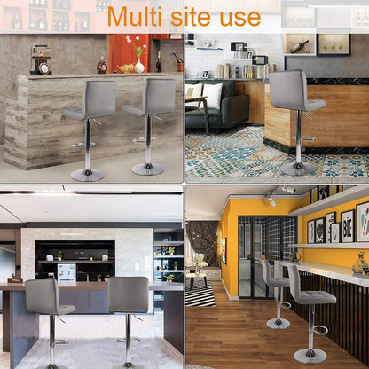 Bigzzia Barstool, Bar Stools Set of 2 PU Leather Swivel Height Adjustable Bar Chairs With Backrest For Breakfast Bar, Counter, Kitchen and Home Barstools