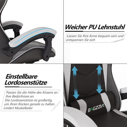 Bigzzia Gaming Chair Office Chair Desk Chair Swivel Heavy Duty Chair Ergonomic Design with Cushion and Reclining Back Support
